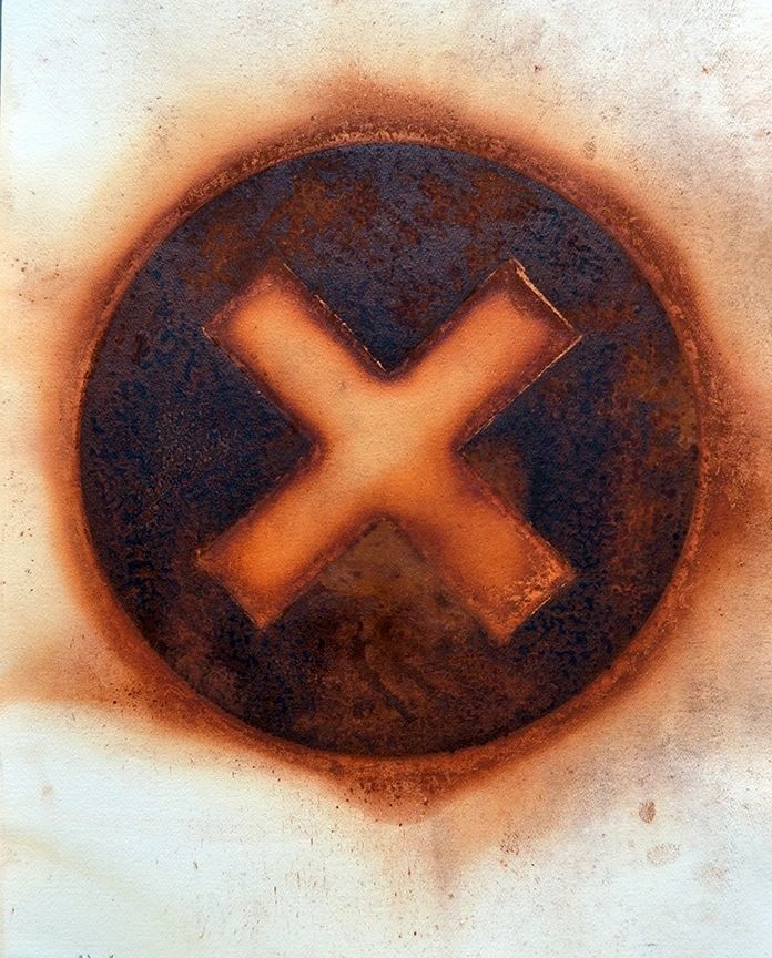 Emanating, a rust art work on archival paper by Brian Kirk