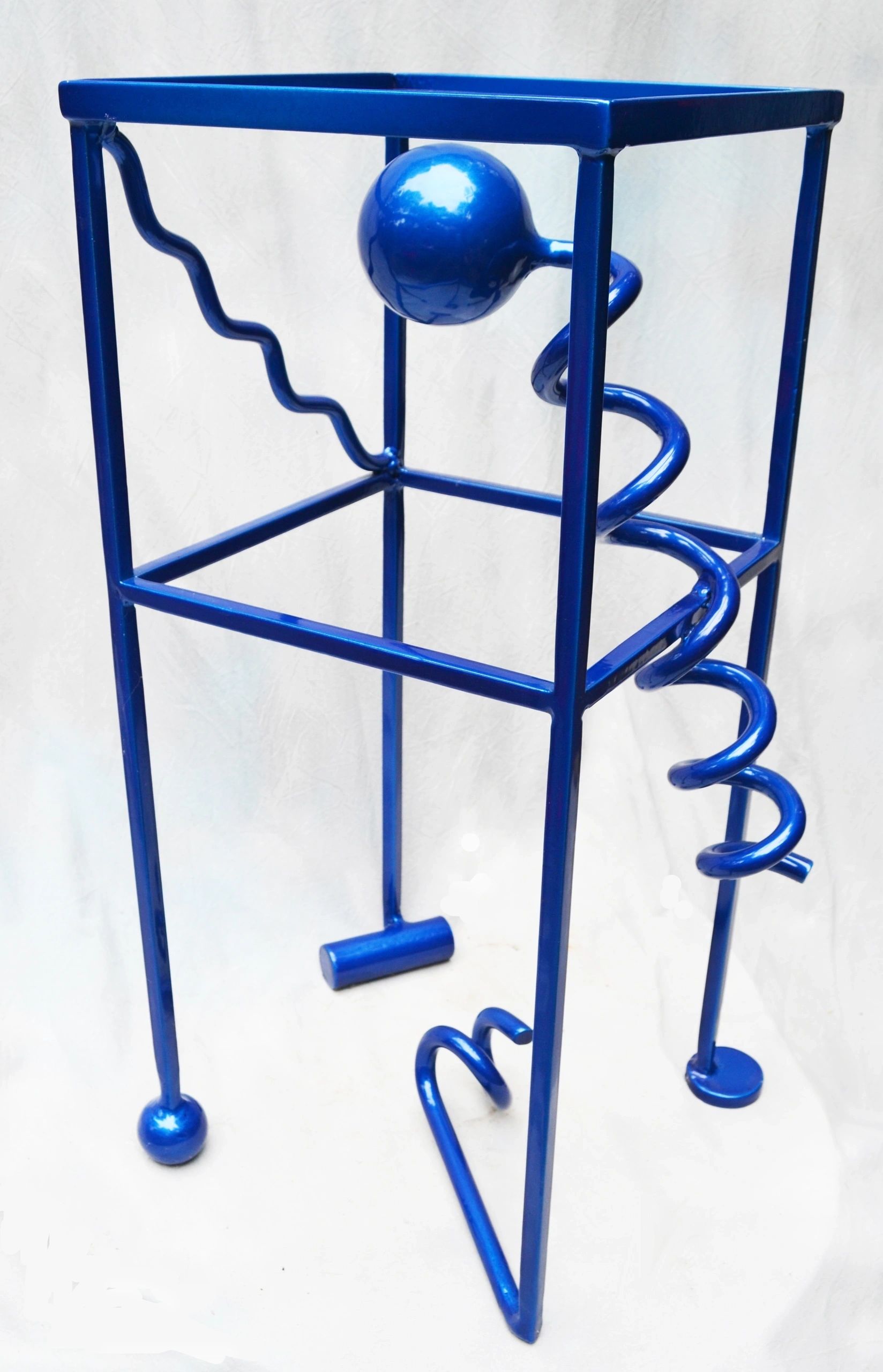 Blue Sculptural Table, metal sculpture by Brian Kirk
