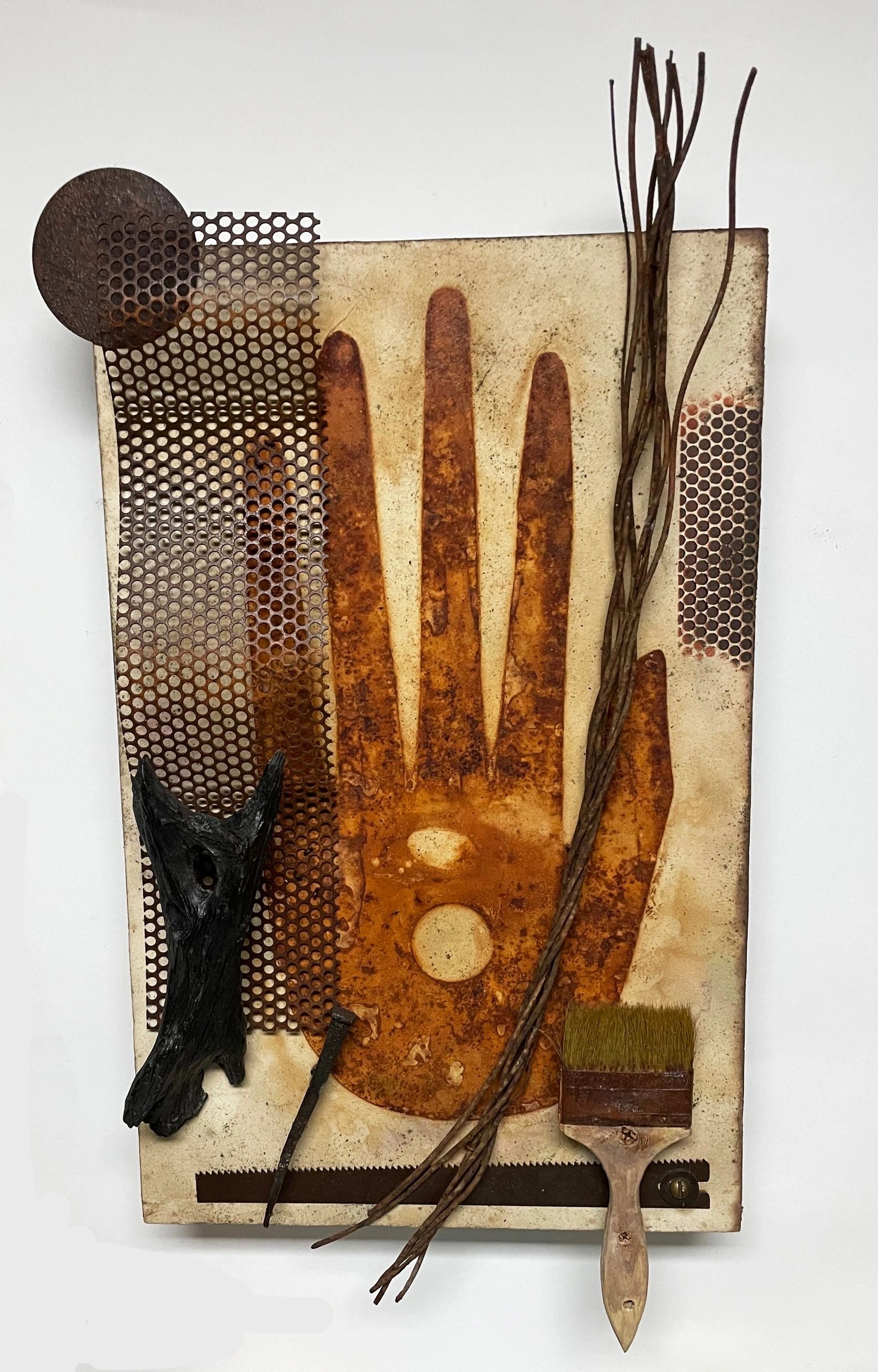 Hand Assemblage, rust artwork by Brian Kirk