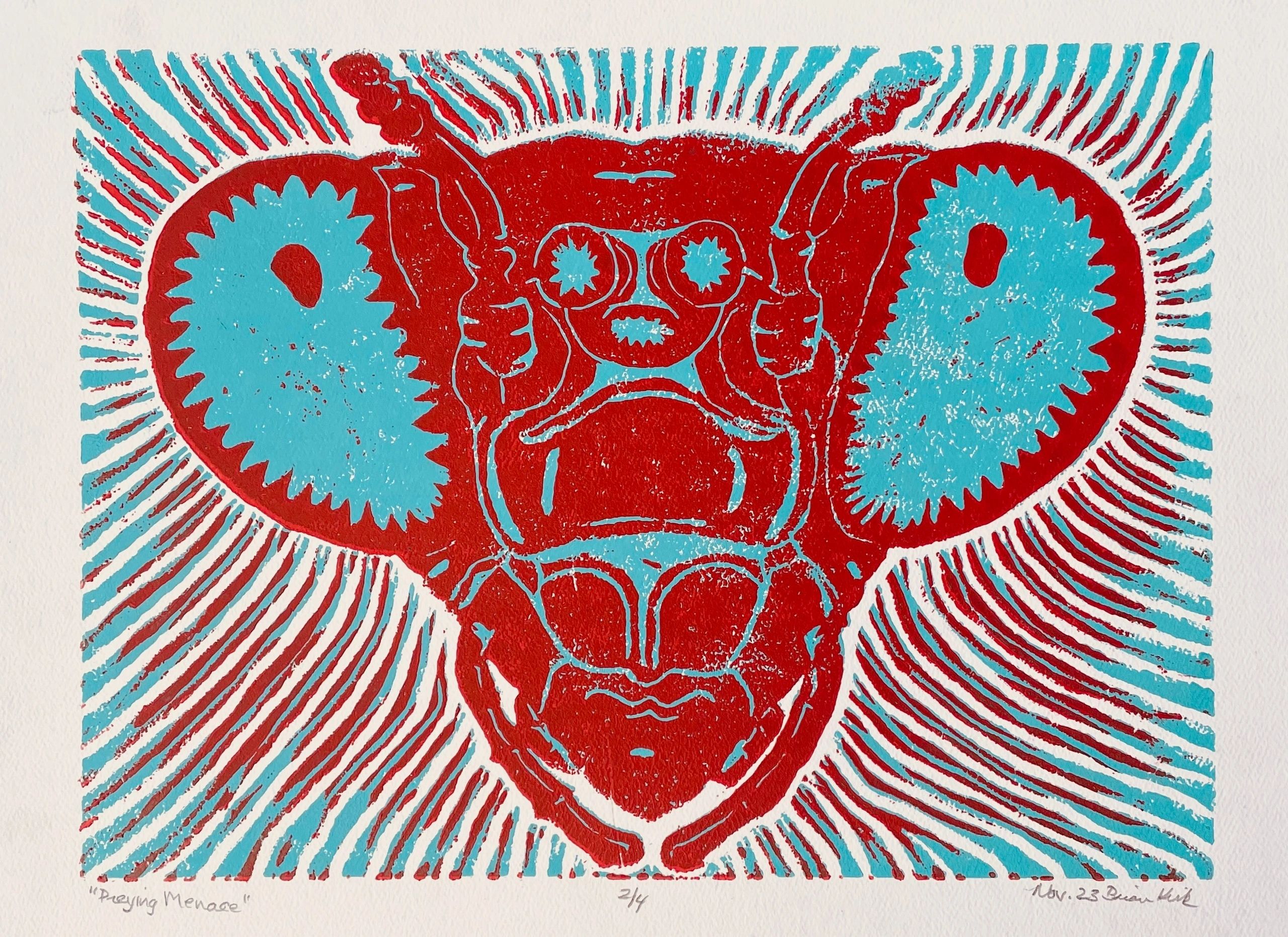 Preying Menace, Blue, fine art print by Brian Kirk