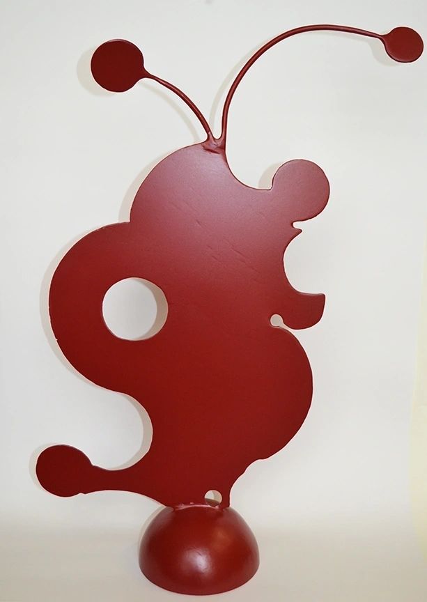 Red Bird, metal sculpture by Brian Kirk