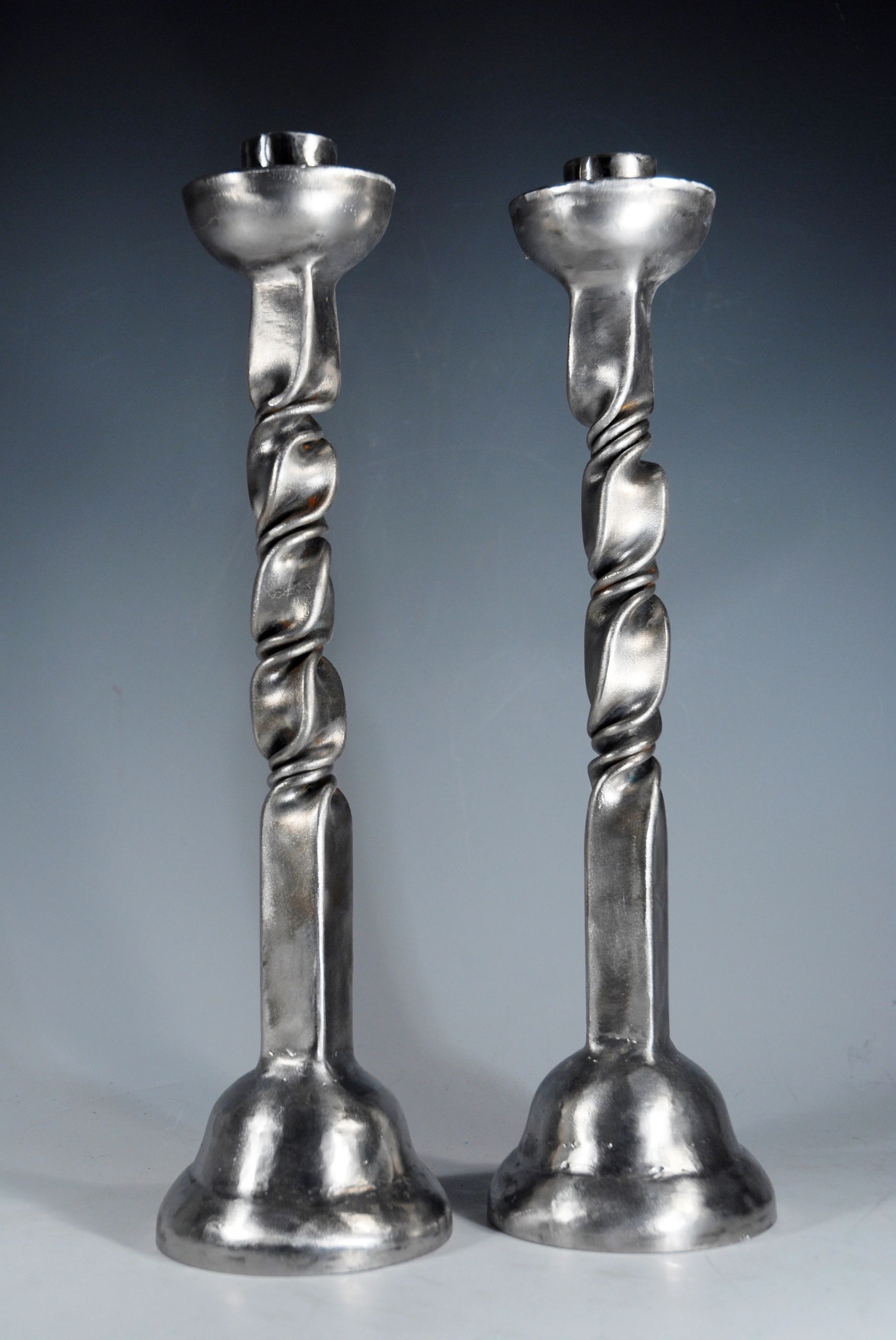 Steel Candlesticks, metal sculpture by Brian Kirk
